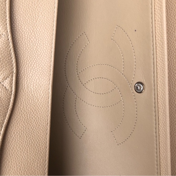 💯 AUTHENTIC CHANEL CAVIAR DOUBLE FLAP BEIGE CLAIR - Picture 13 of 16